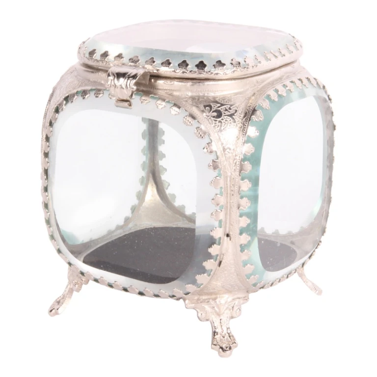 Jewelry Box 9.5 x 9.5 x 11 cm - Silver - Glass
