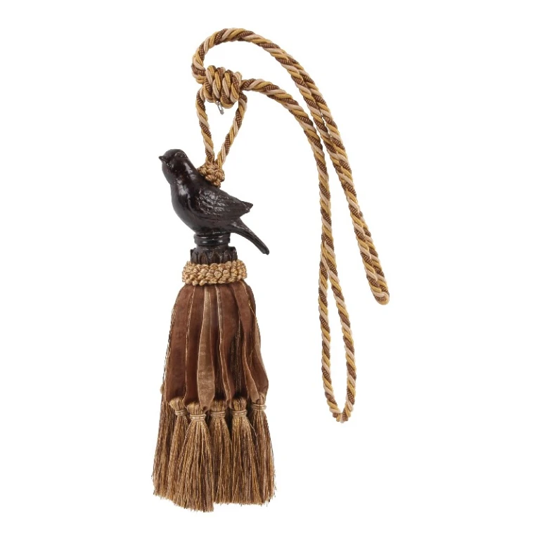 Curtain Tassel Bird - 62 cm - Brown - Fabric