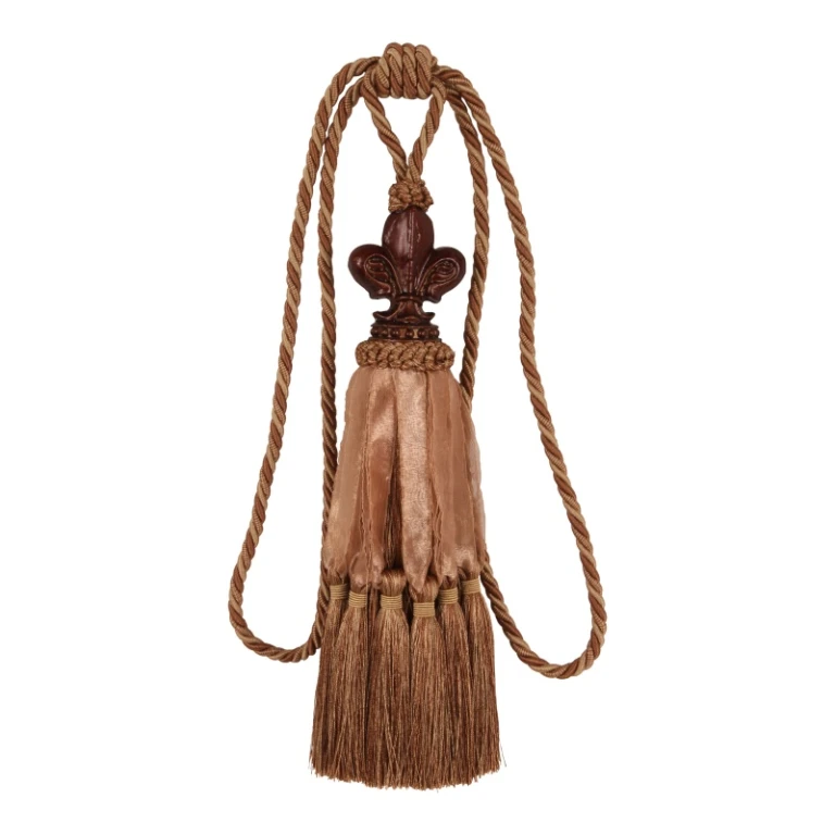 Curtain Tassel Fleur de Lis - 70 cm - brown - fabric