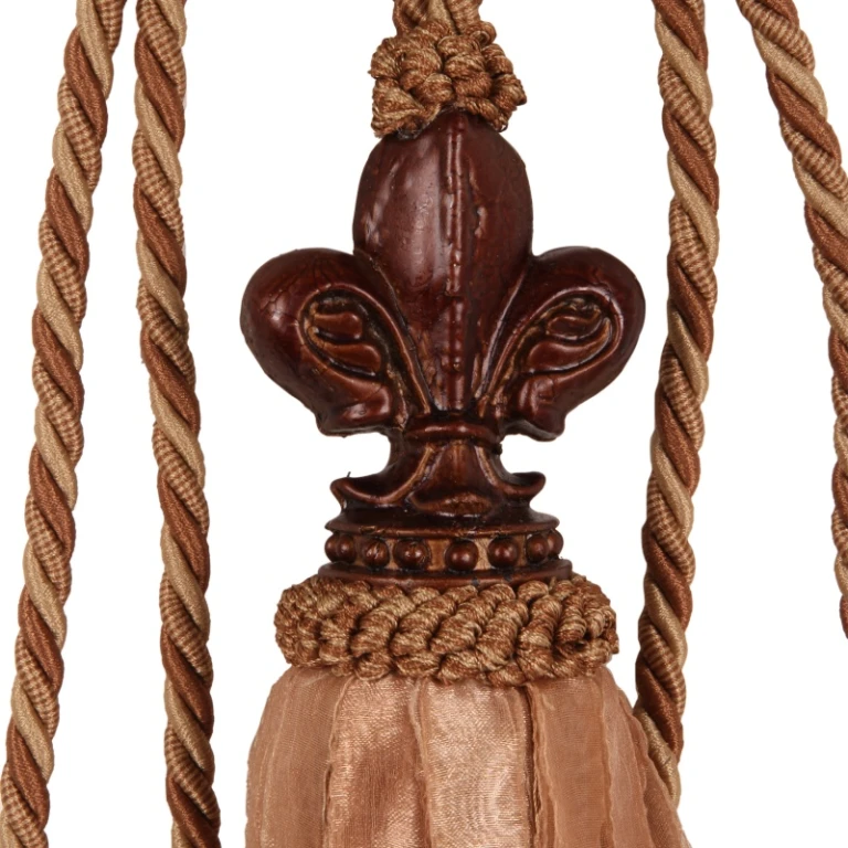 Curtain Tassel Fleur de Lis - 70 cm - brown - fabric