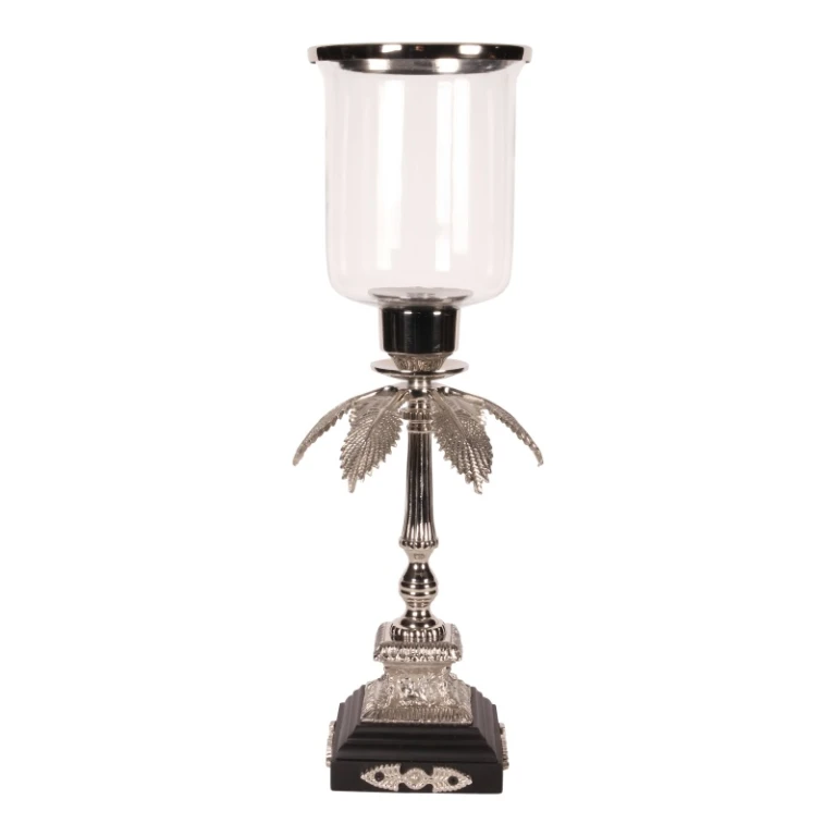 Lantern - 60 cm - silver - brass and glass