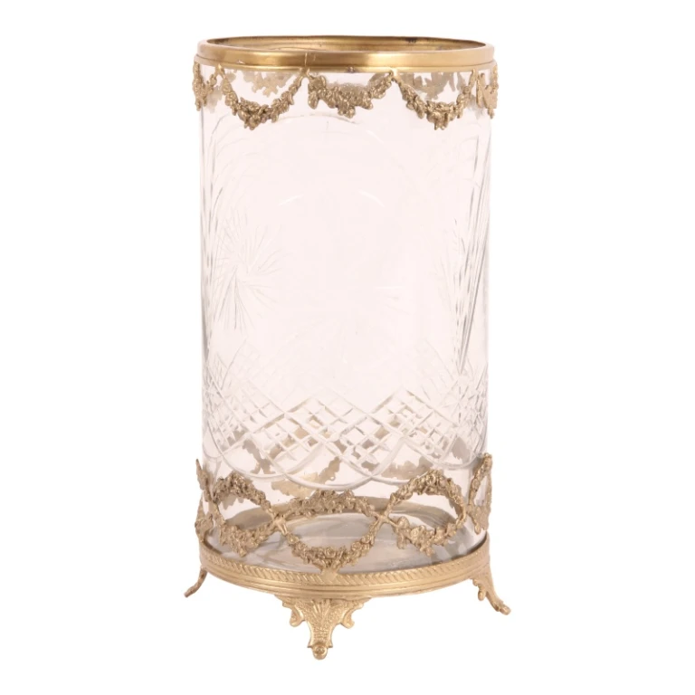 Lantern - 25.5 cm - gold - brass and glass