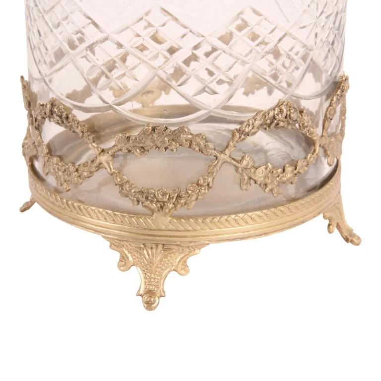 Lantern - 25.5 cm - gold - brass and glass