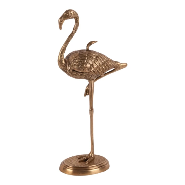 Flamingo Storage Box - 29 cm - gold - brass