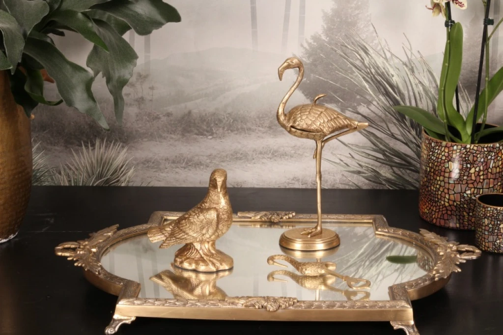 Flamingo Storage Box - 29 cm - gold - brass
