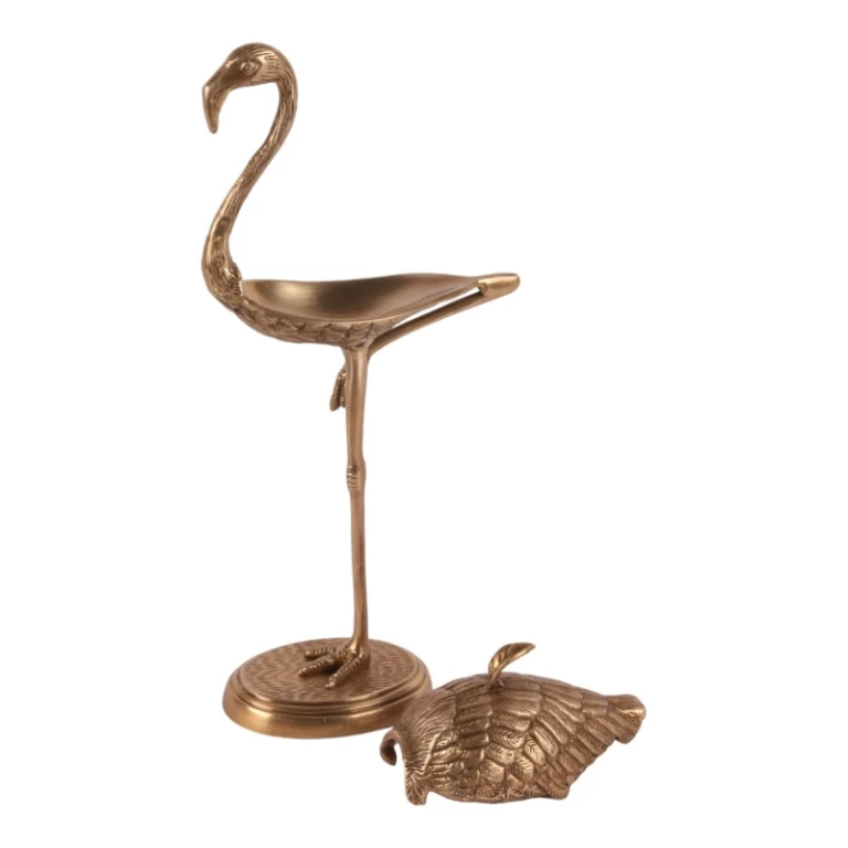 Flamingo Storage Box - 29 cm - gold - brass