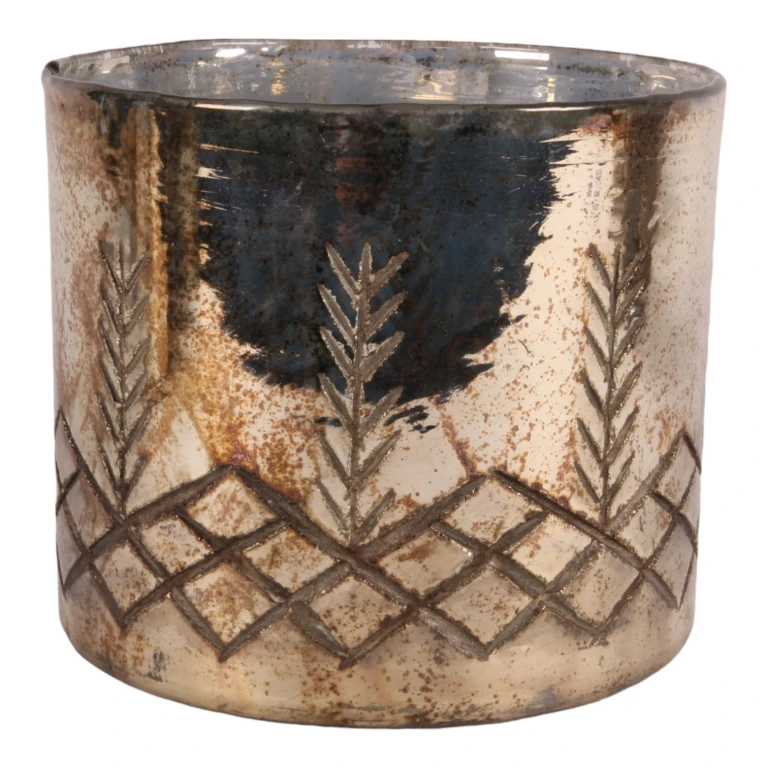 Candle Holder - Silver - Glass - 18 cm