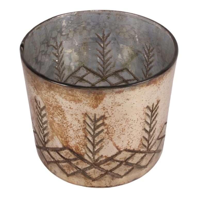 Candle Holder - Silver - Glass - 18 cm