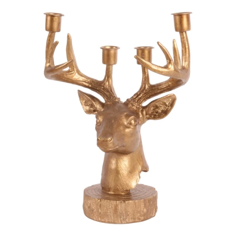Deer Candle Holder - 31.5 cm - Gold - Resin
