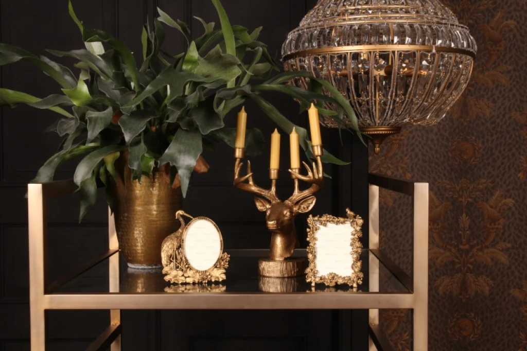 Deer Candle Holder - 31.5 cm - Gold - Resin