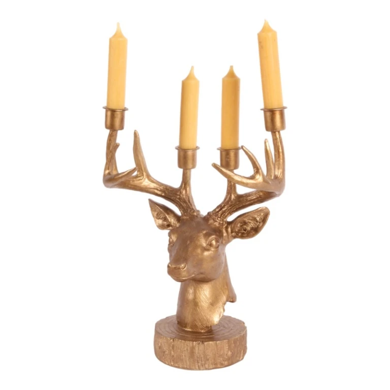 Deer Candle Holder - 31.5 cm - Gold - Resin