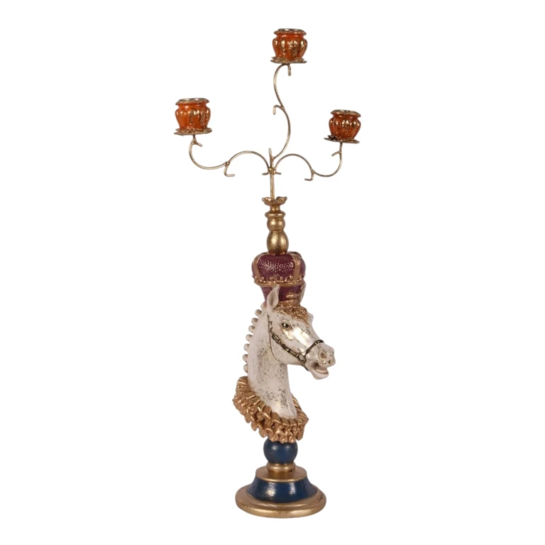 Horse Candle Holder - 55 cm - multi - resin