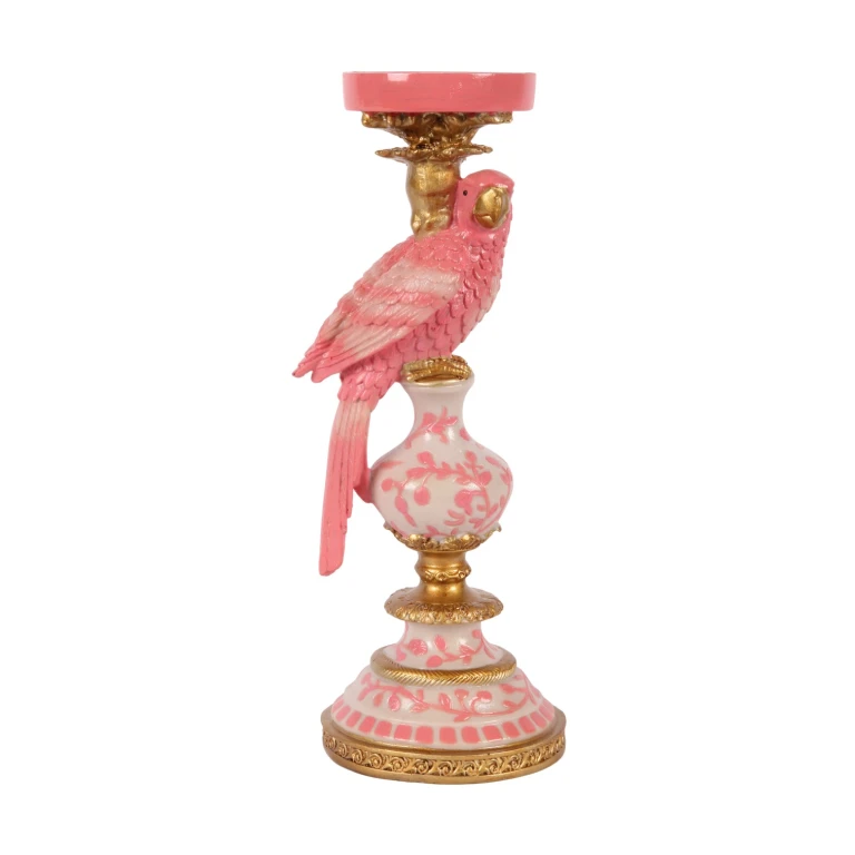 Parrot Candle Holder - 32.5 cm - pink - resin