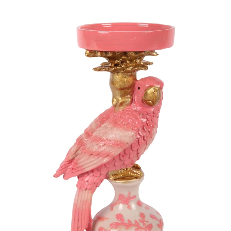 Parrot Candle Holder - 32.5 cm - pink - resin