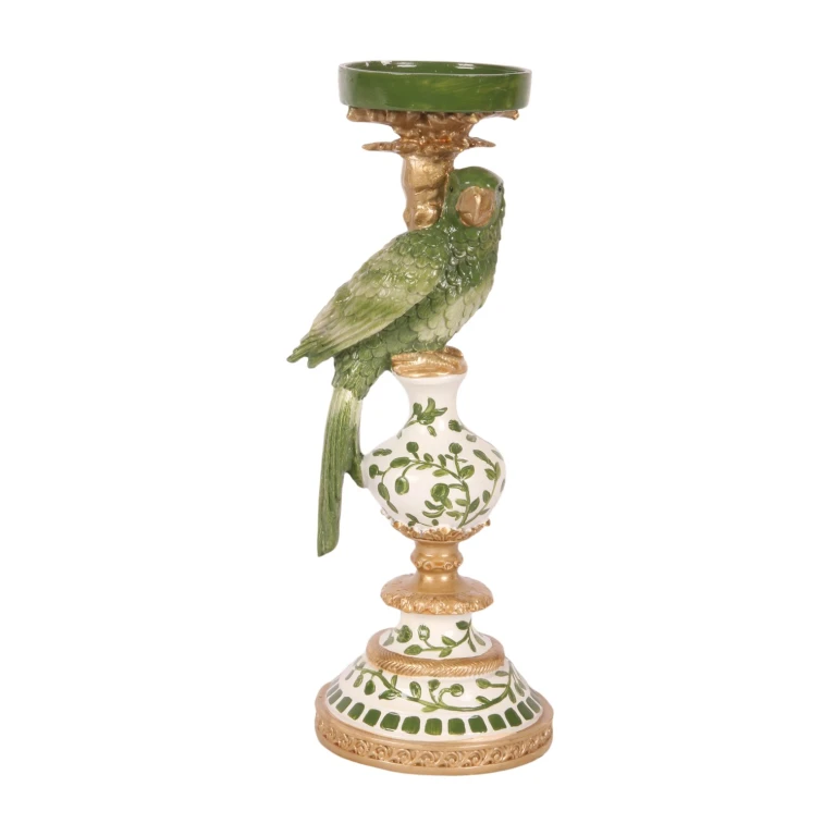 Parrot Candle Holder - 32 cm - green - resin