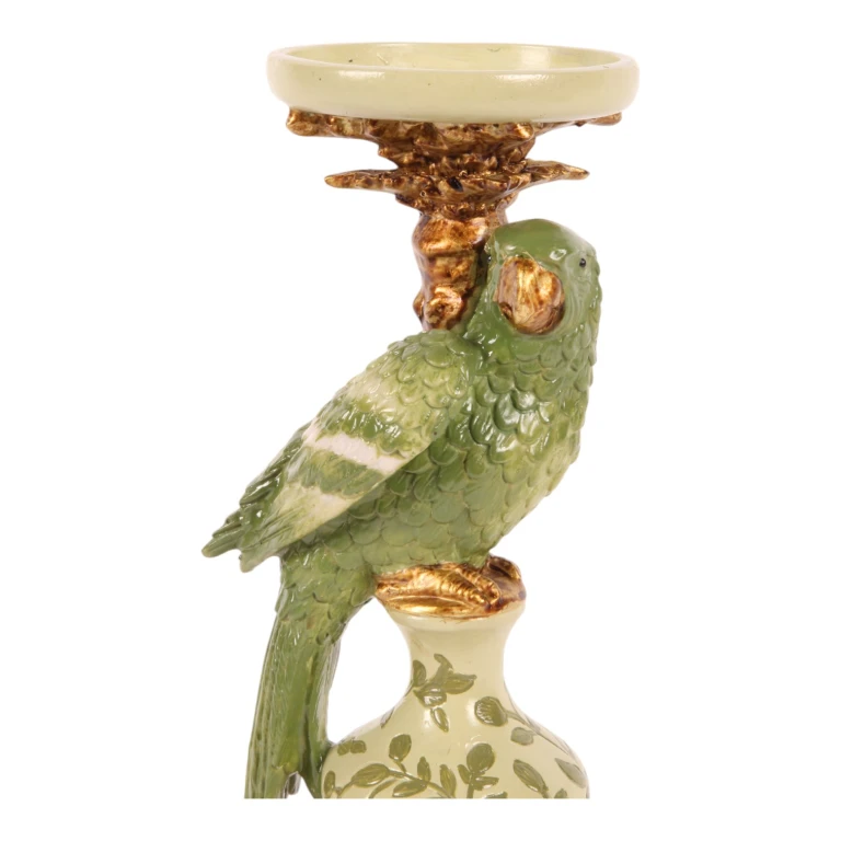 Parrot Candle Holder - 32 cm - green - resin