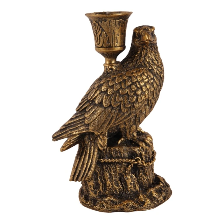 Bird Candle Holder - 16 cm - gold - resin