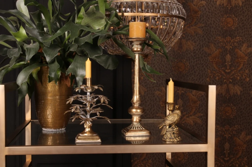 Bird Candle Holder - 16 cm - gold - resin