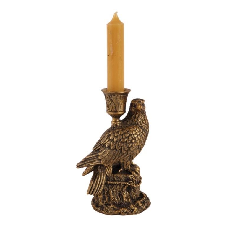 Bird Candle Holder - 16 cm - gold - resin