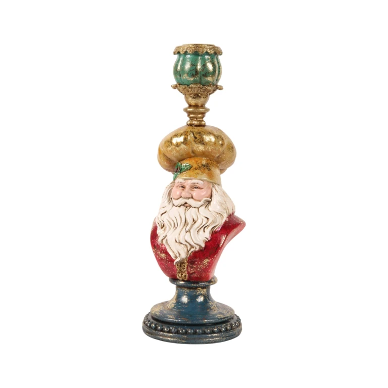 Santa Claus Candelabra - 25 cm - Gold - Resin