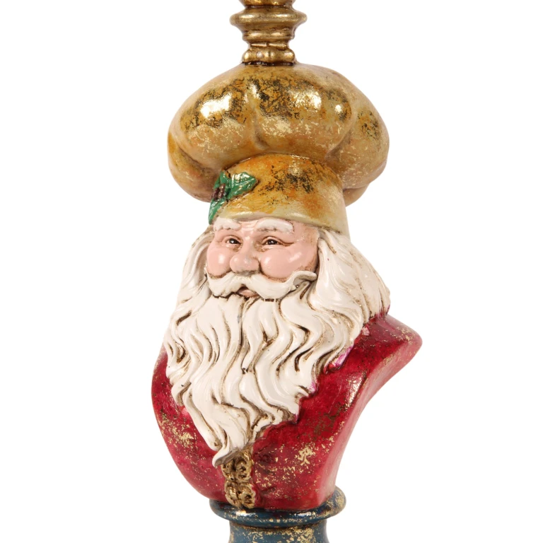 Santa Claus Candelabra - 25 cm - Gold - Resin