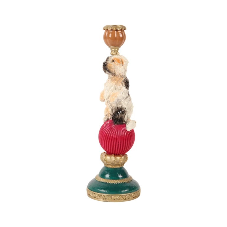 Dog candlestick - 28.5 cm - multicolored - resin