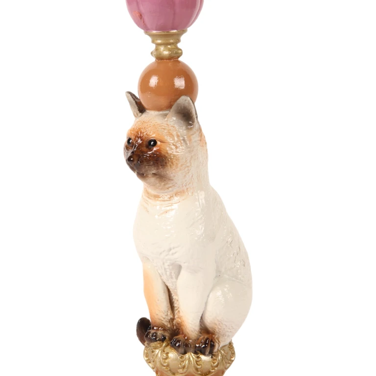 Cat Candle Holder - 26 cm - multicolored - resin