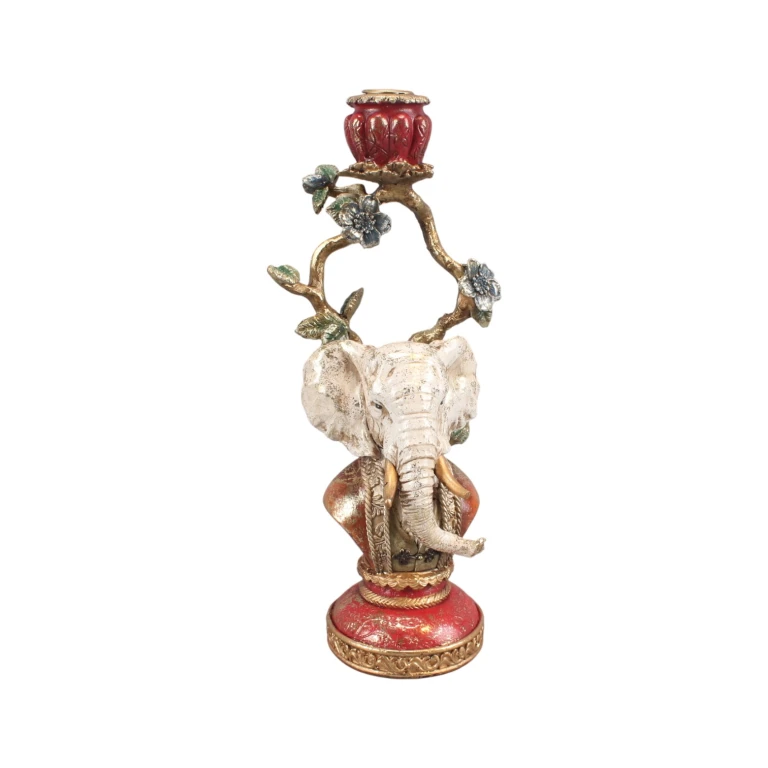 Elephant Candle Holder - 31 cm - Multicolored - Resin