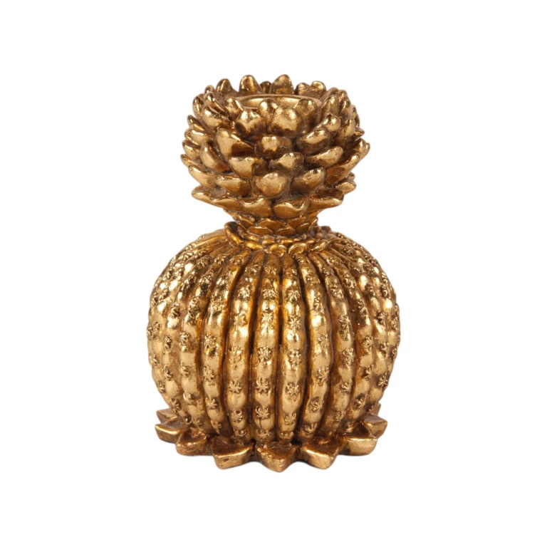 Antique Candle Holder - 10.5 cm - gold - resin