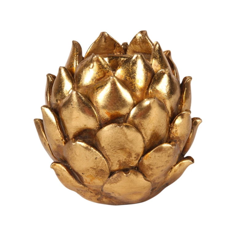 Flower Candle Holder - 11 cm - gold - resin