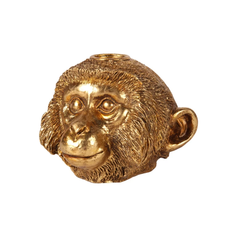 Monkey candlestick - 9 cm - gold - resin