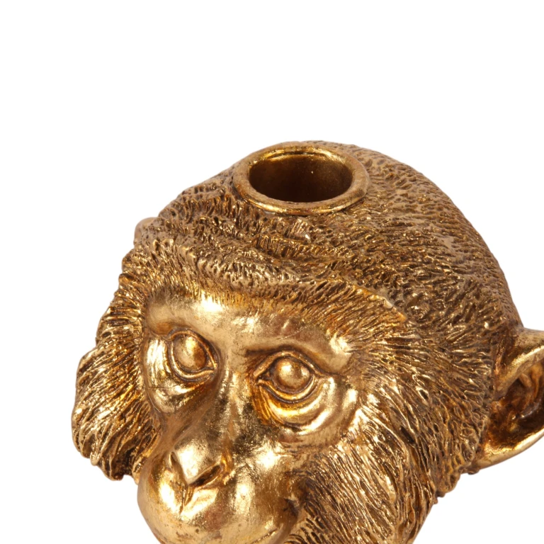 Monkey candlestick - 9 cm - gold - resin