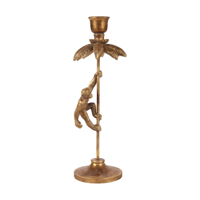 Monkey Candle Holder - 31 cm - Gold - Resin