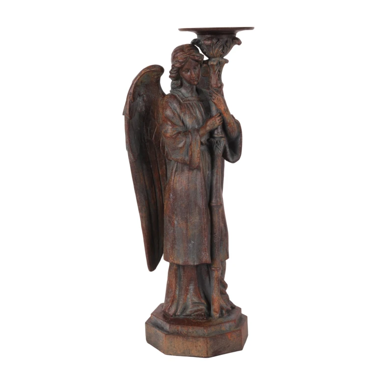 Angel Candle Holder - 40 cm - antique brown - resin