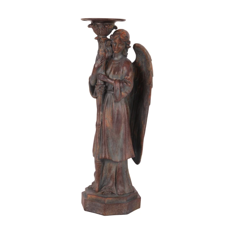Angel Candelabra - 40 cm - Antique Brown - Resin