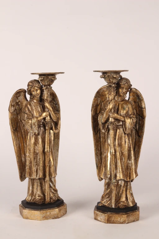 Angel Candelabra - 40 cm - Antique Brown - Resin