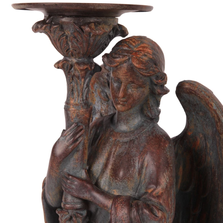Angel Candelabra - 40 cm - Antique Brown - Resin
