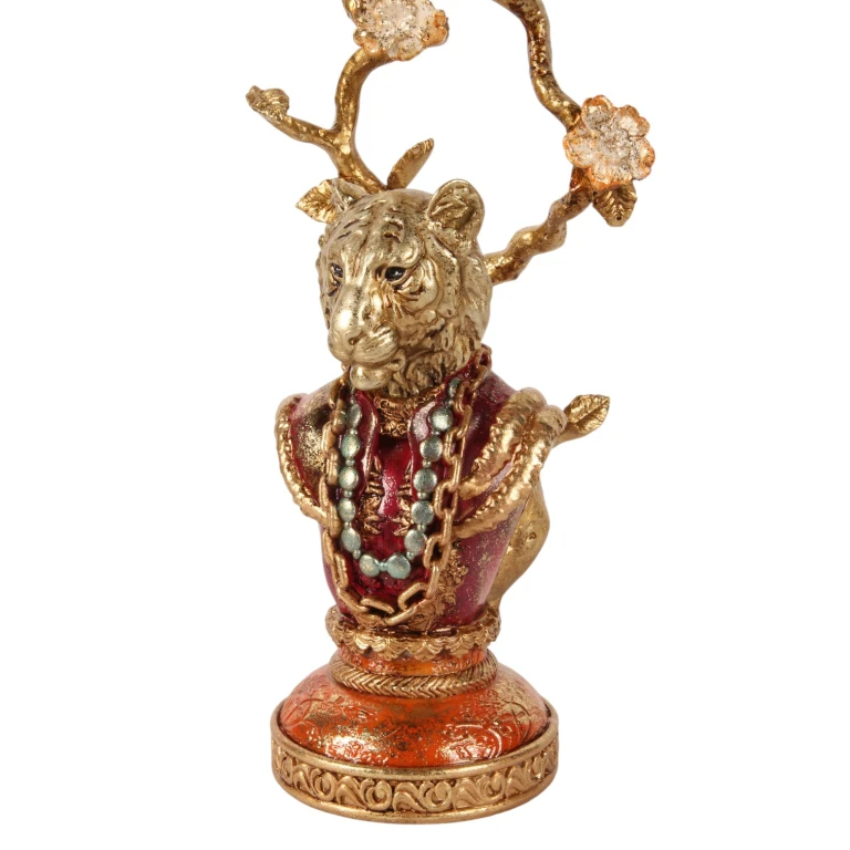 Lion Candle Holder - 31 cm - Gold - Resin