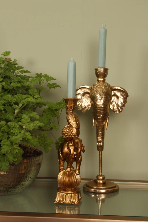 Elephant Candle Holder - 27 cm - Gold - Resin