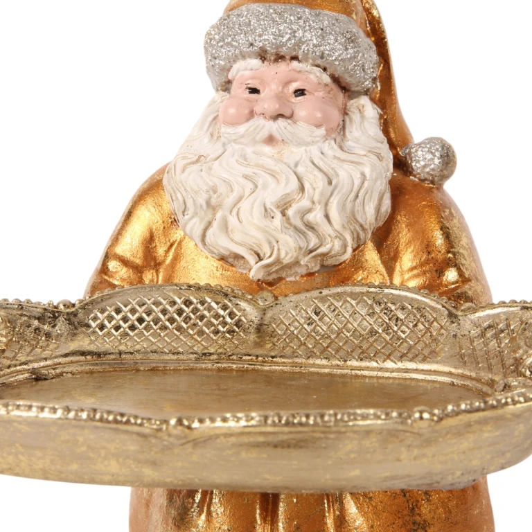Santa Claus with tray - gold - 24 cm