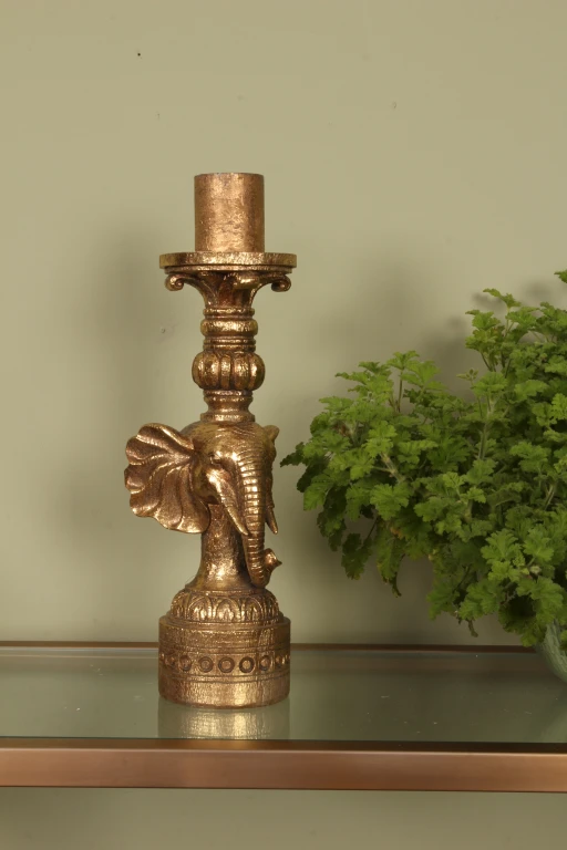 Elephant Candle Holder - 38.5 cm - gold - resin