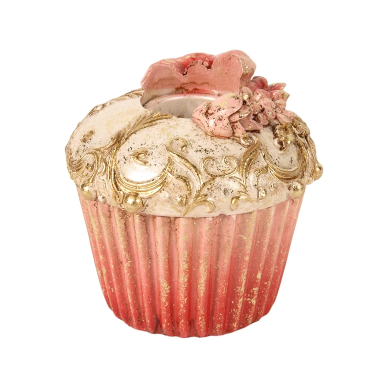 Cake Candle Holder - 8 cm - Pink - Resin