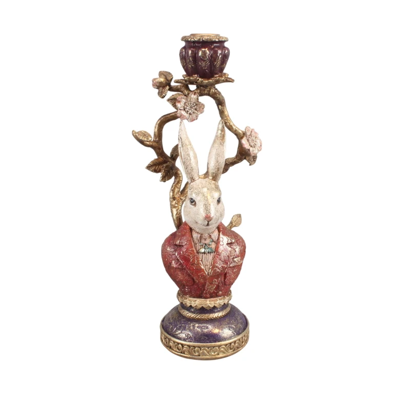 Rabbit Candle Holder - 30.5 cm - multicolored - resin