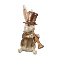 Trumpet-playing rabbit figurine - gold - 17 cm