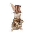 Rabbit figurine with drum - gold - 16 cm - 1 piece