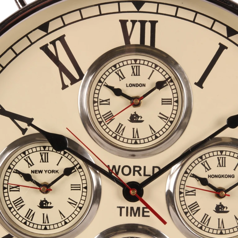 World Clock - Silver - Round - 51 cm