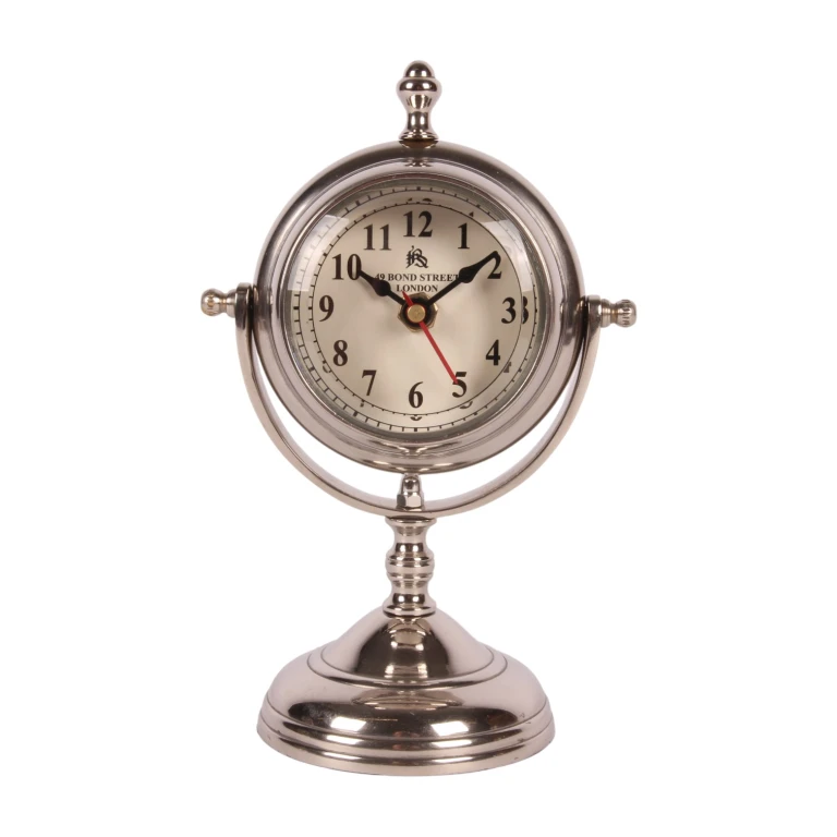 Table Clock on Stand - Silver - Aluminum - 22 cm - 1 piece