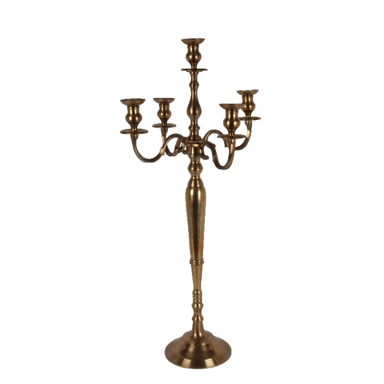 5-armed candlestick - 104 cm - gold - aluminium