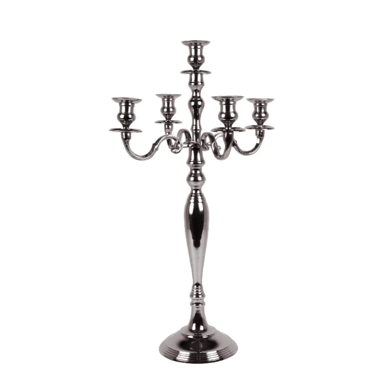 5-armed candelabrum - 80 cm - silver - aluminum