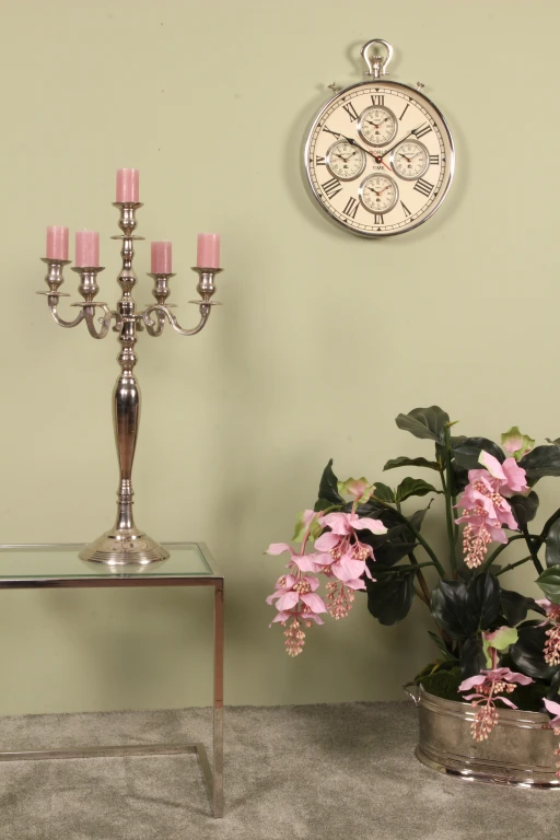 5-armed candelabrum - 80 cm - silver - aluminum